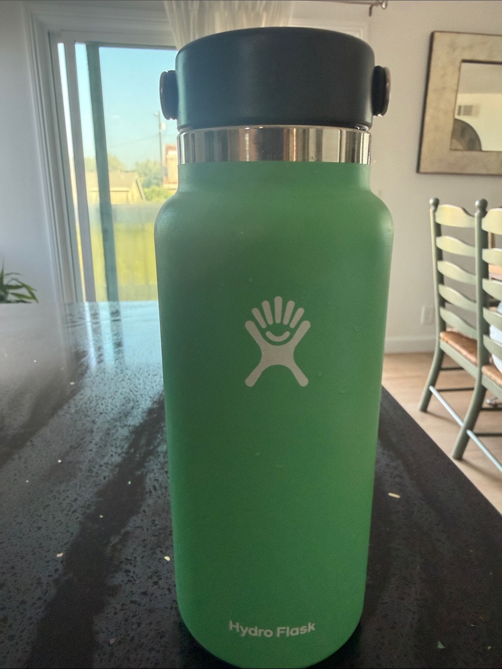 Hydro Flask Green Wide-Mouth Water Bottle with Black Lid
